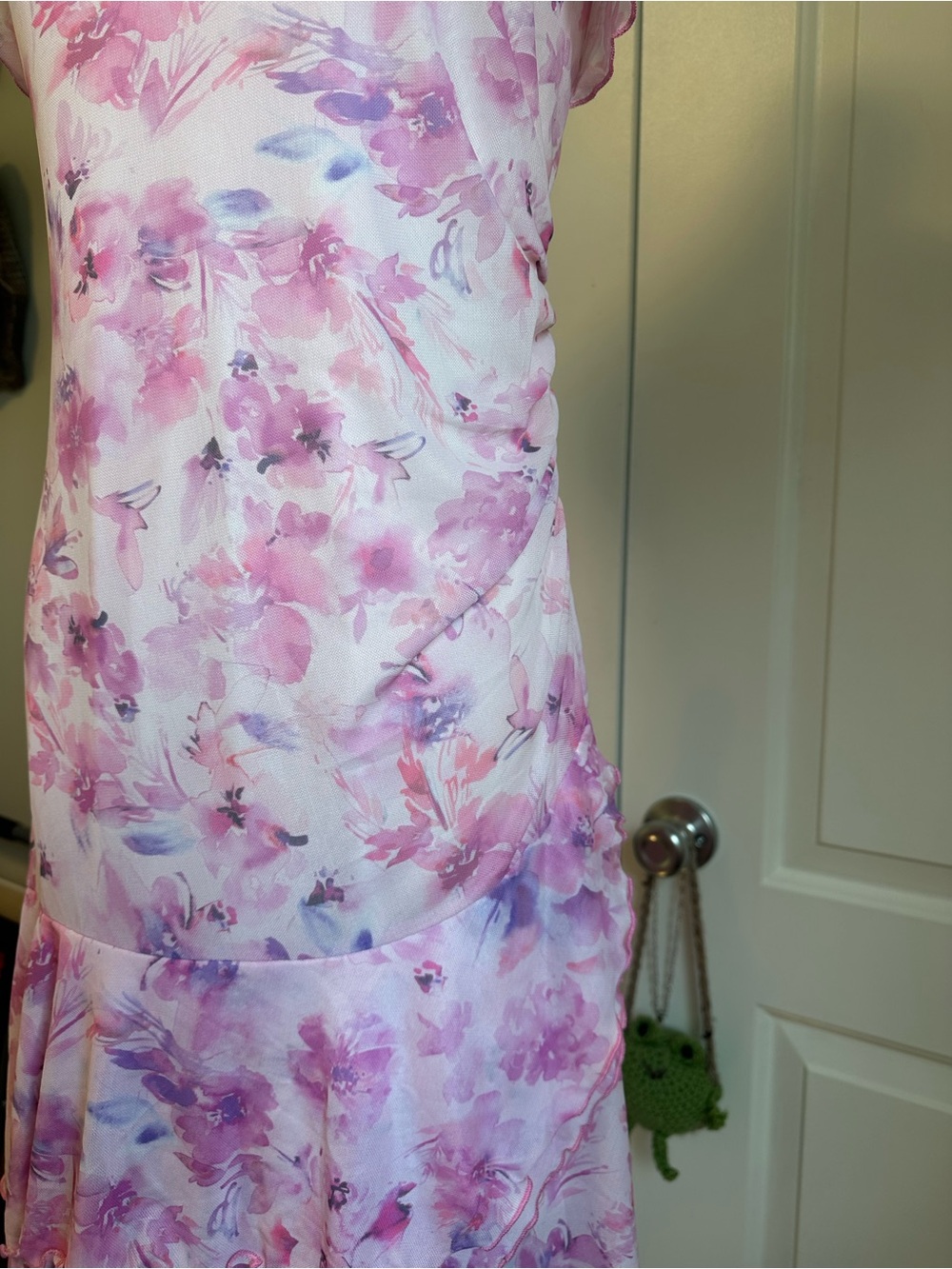 Pink & Purple Floral Ruffle Slip Dress - Picture 4 of 8